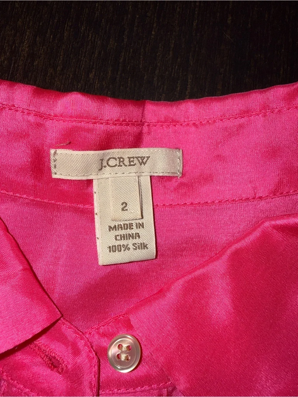 Crew Bright Pink Sleeveless Silk Blend Popover Blouse | Satin Collared Top